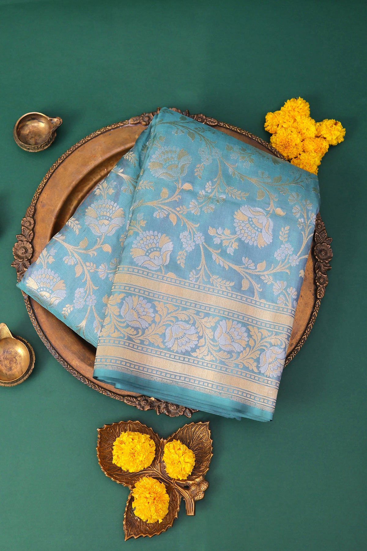 Banarasi Silk Powder Blue Saree