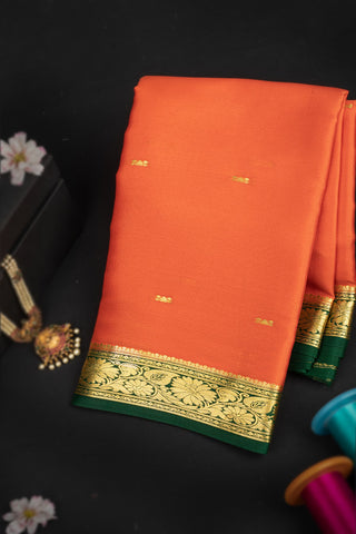 Mysore Crepe Buttis Light Orange Saree