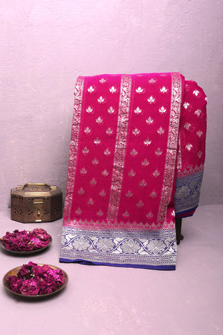 Kaddi Georgette Pink Saree