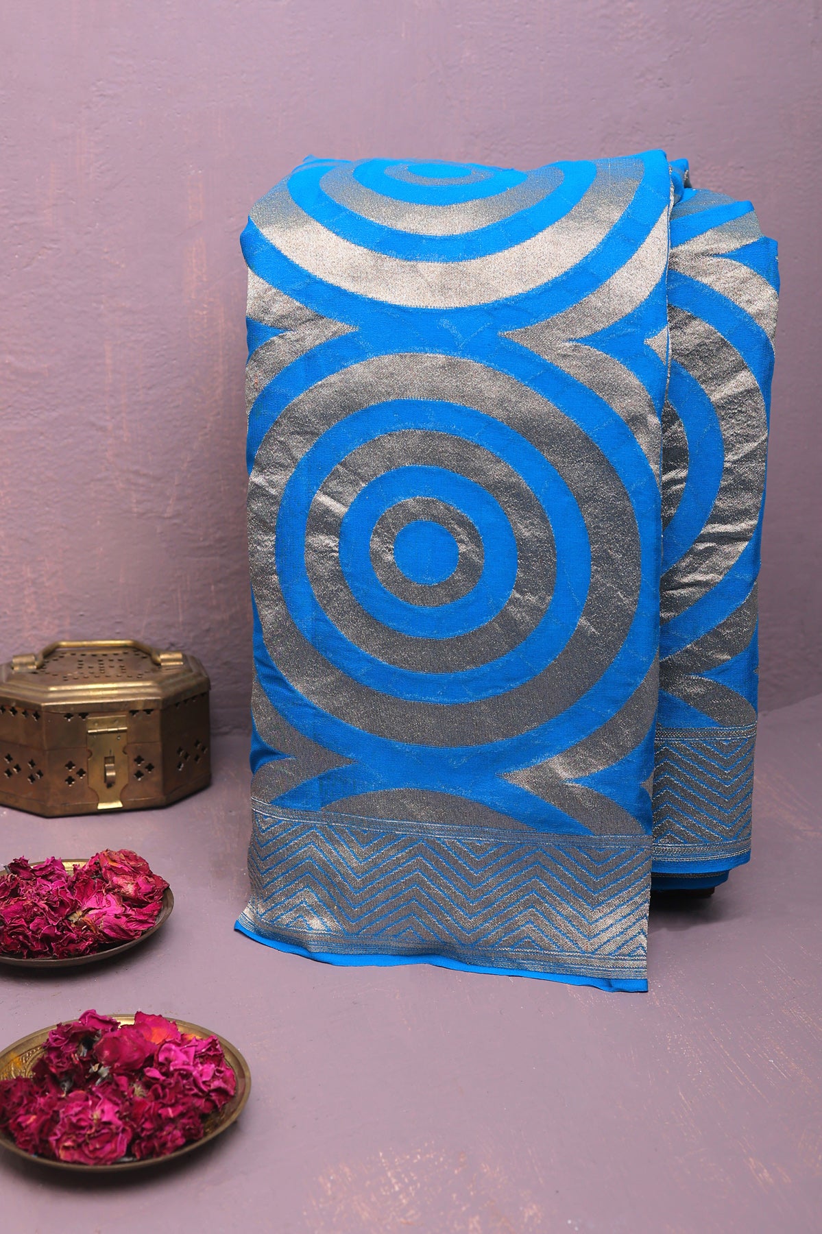 Kaddi Georgette Blue Saree