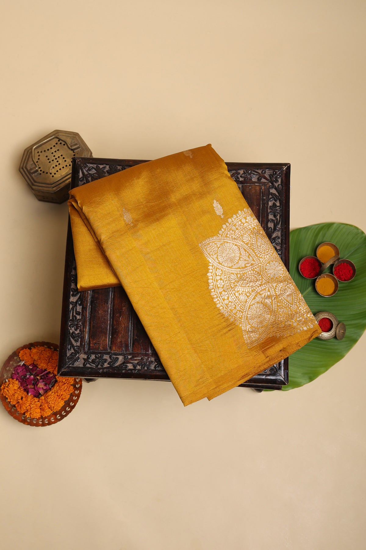 Matka Silk Mustard Saree