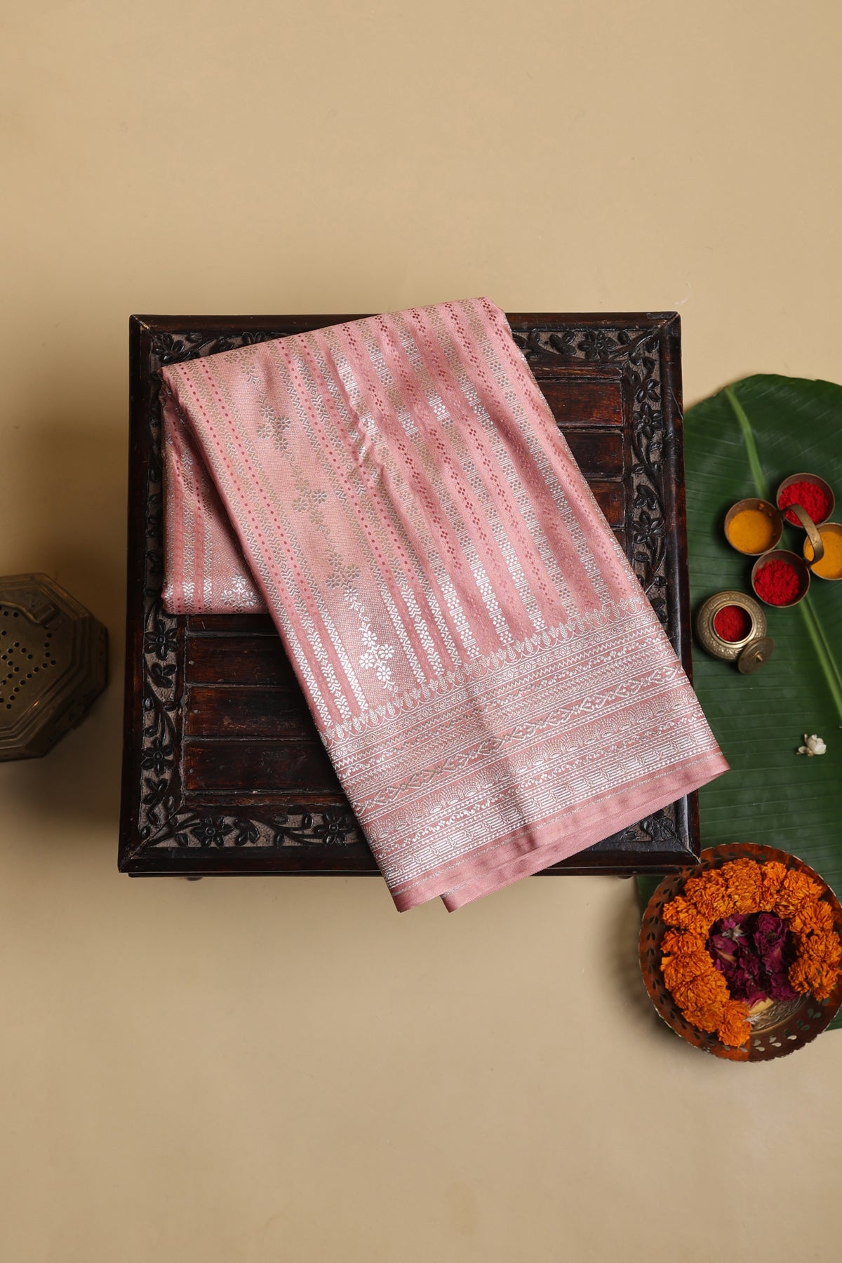 Designer Semi mashru Peach Saree