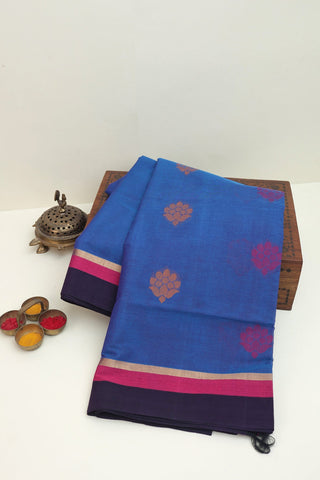 Kanchi Cotton Blue Saree