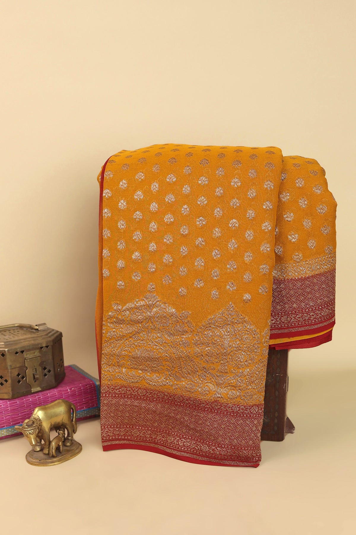 Banarasi Georgette Mustard Saree