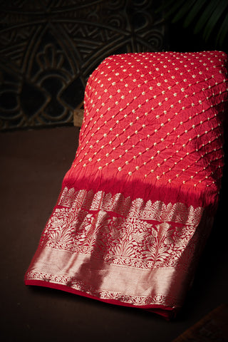 Pink Kanchi Bandhani Silk Saree