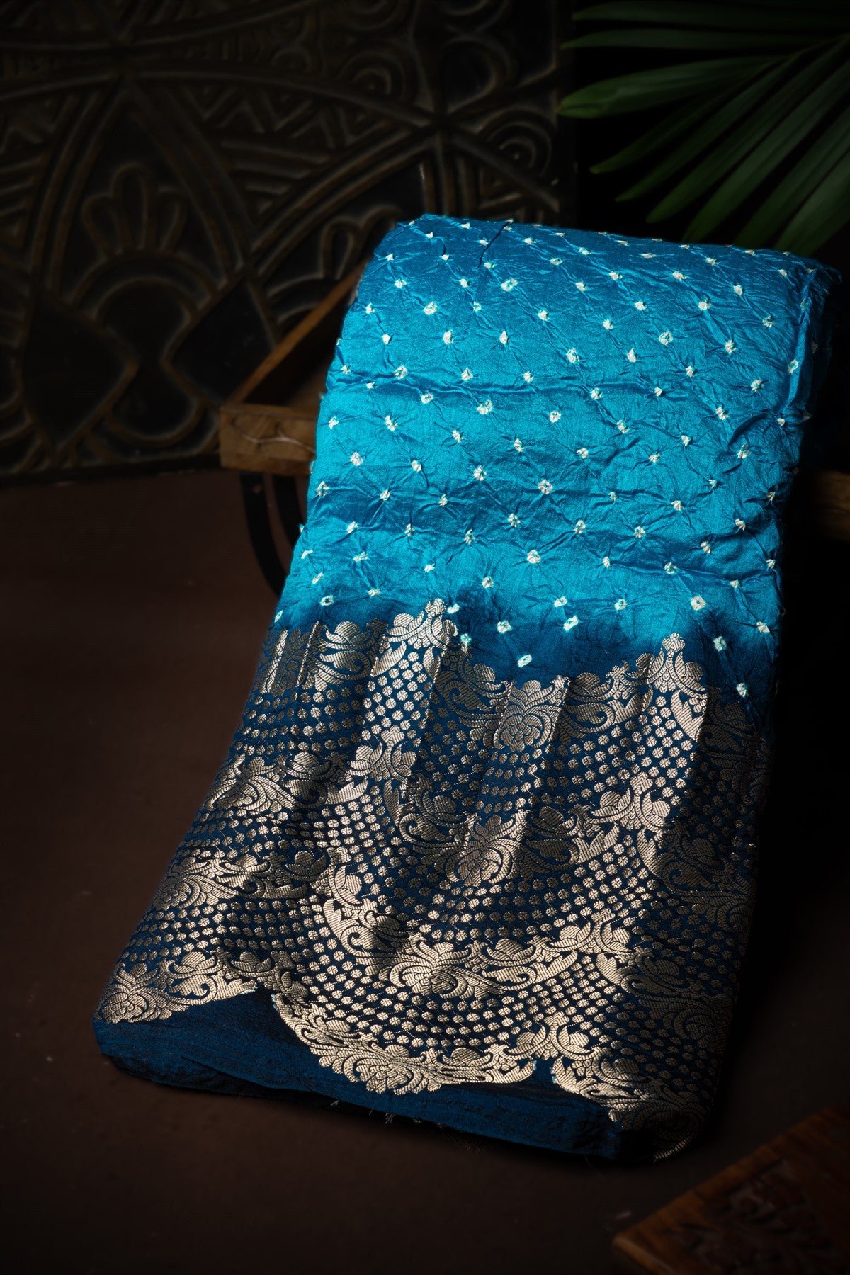 Blue Kanchi Bandhani Silk Saree