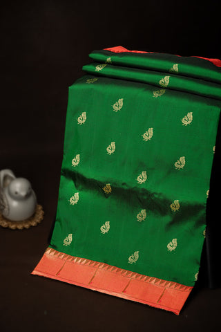 Banarasi Paithani Silk Bottle Green Saree