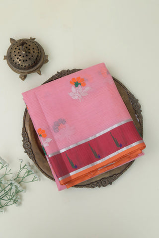 Zari Kota Cotton Light Pink Saree