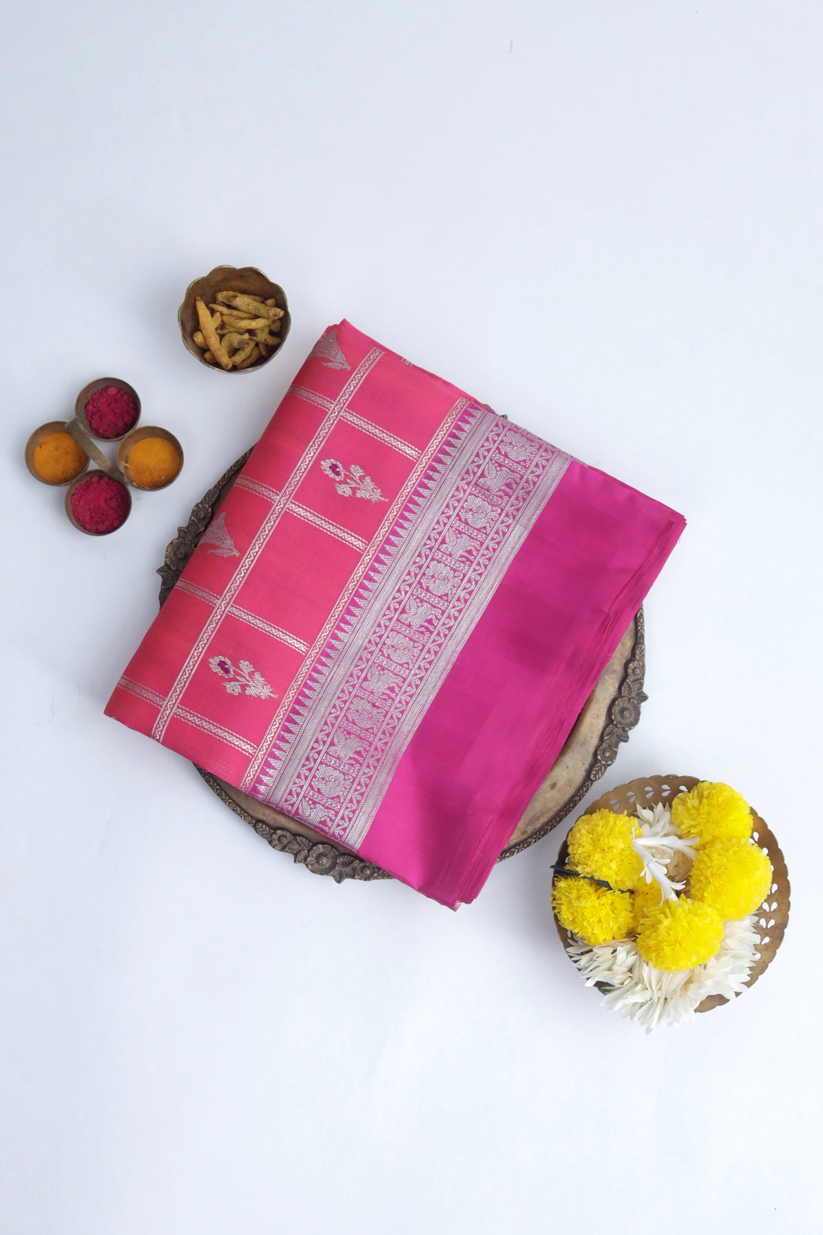 Venkatagiri Silk Peach Saree