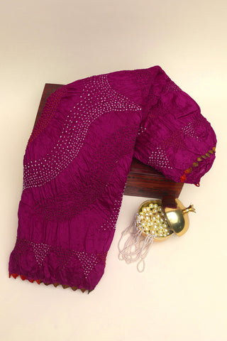 Bandhani Silk Magenta Saree