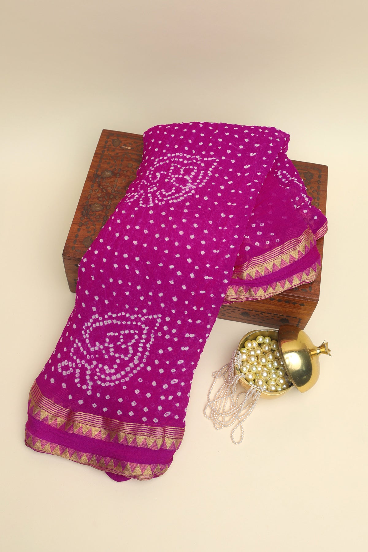 Bandhani Silk Pink Saree