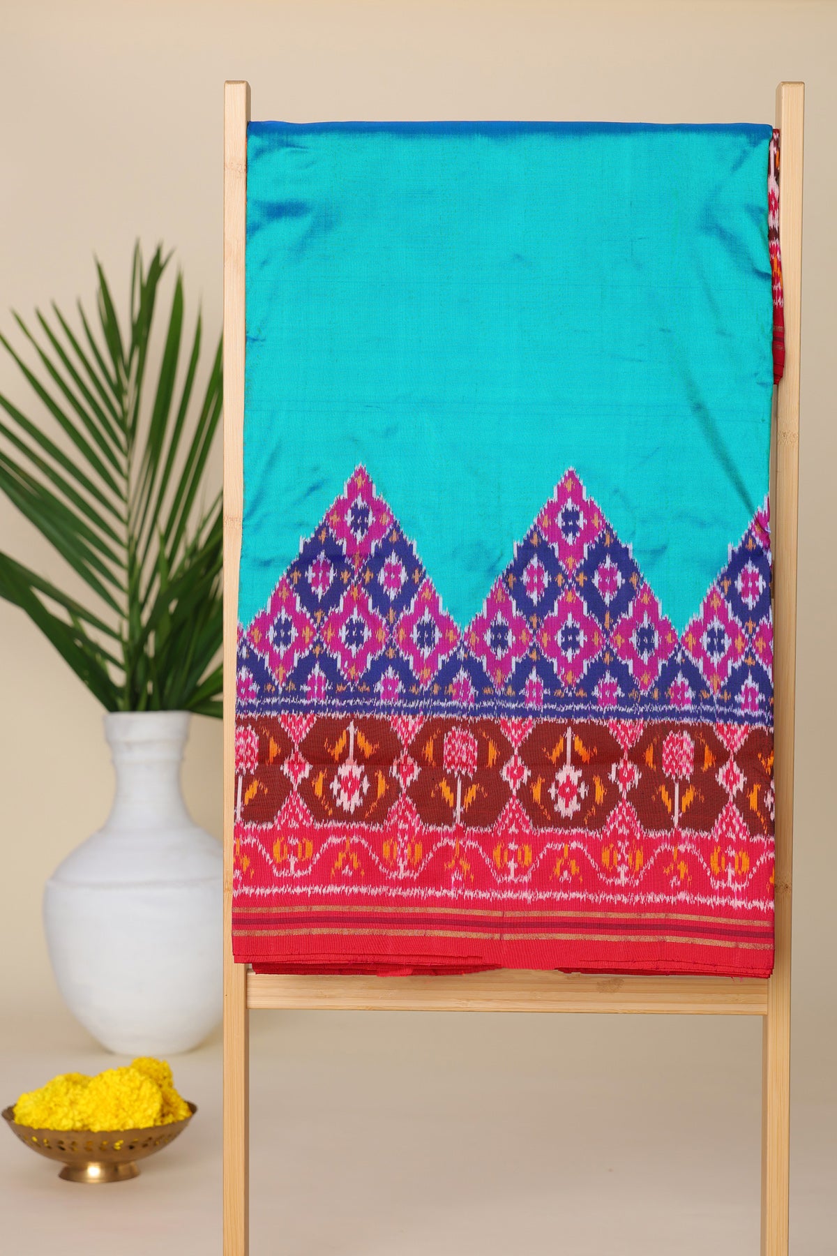 Ikat Silk Sky Blue Saree