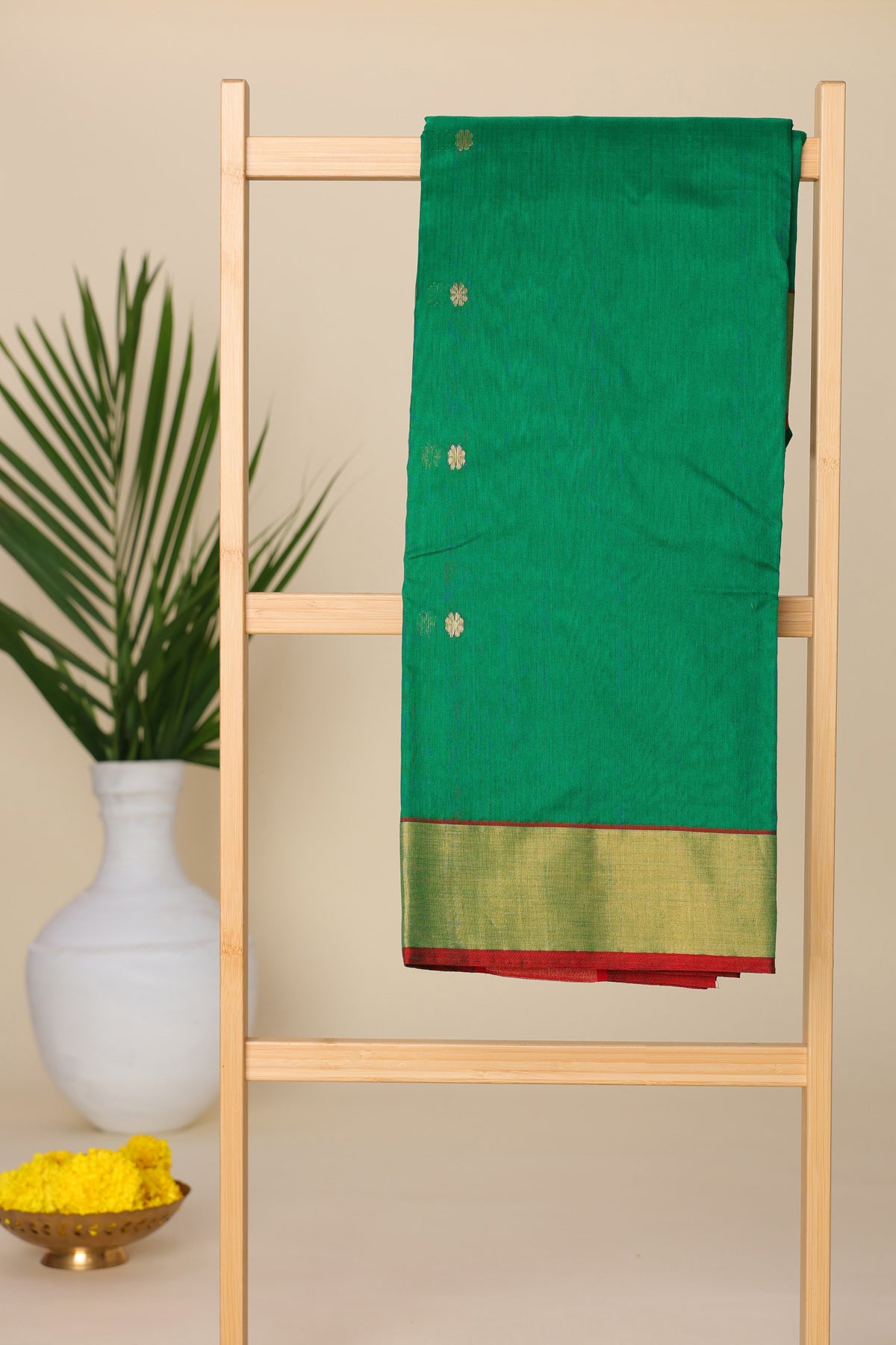 Chanderi Silk Dark Green Saree