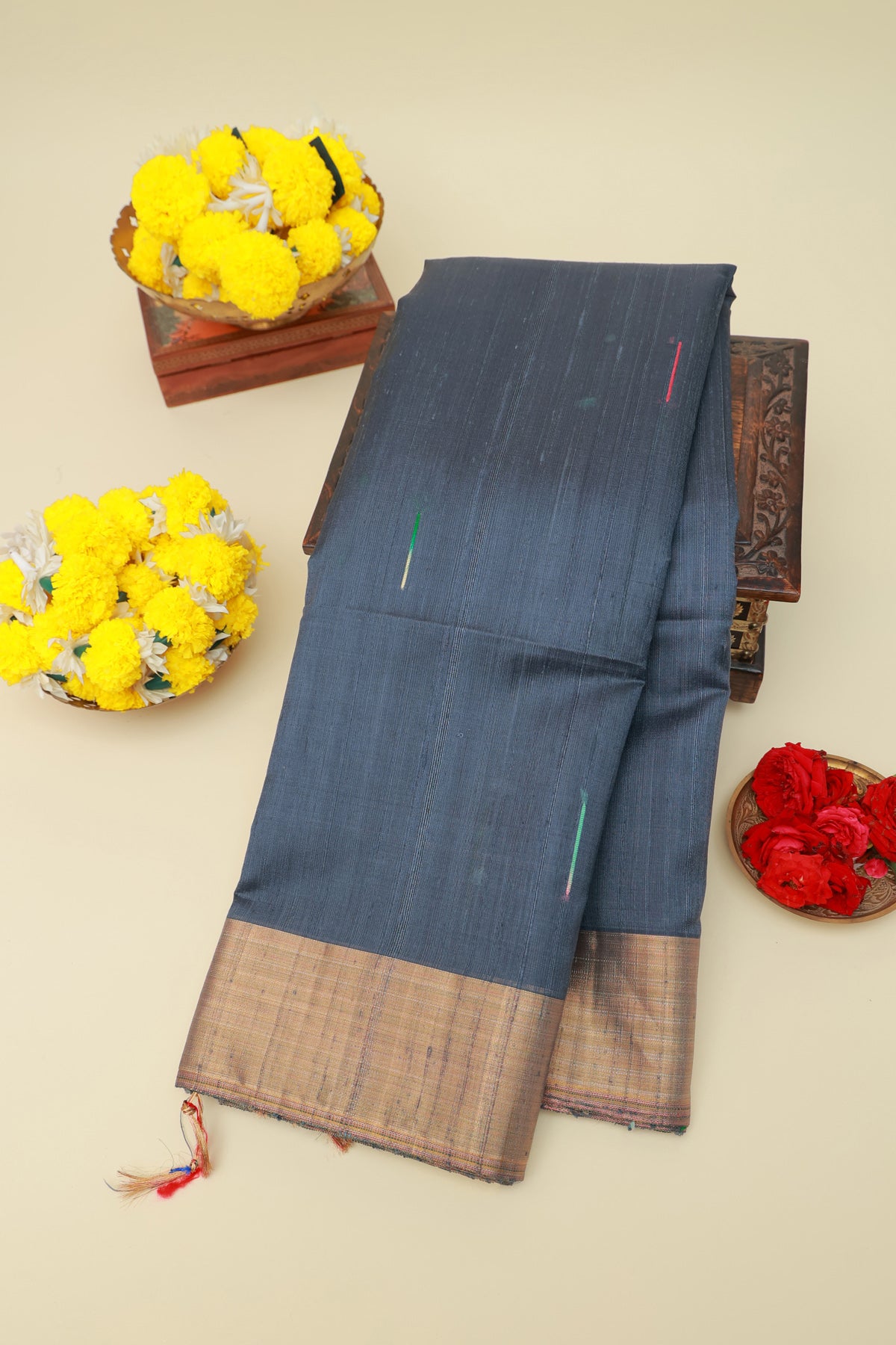 Matka Silk Grey Saree