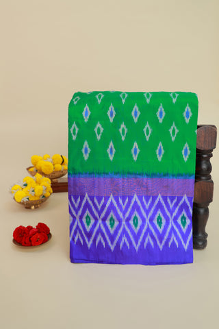 Ikat Silk Green Saree