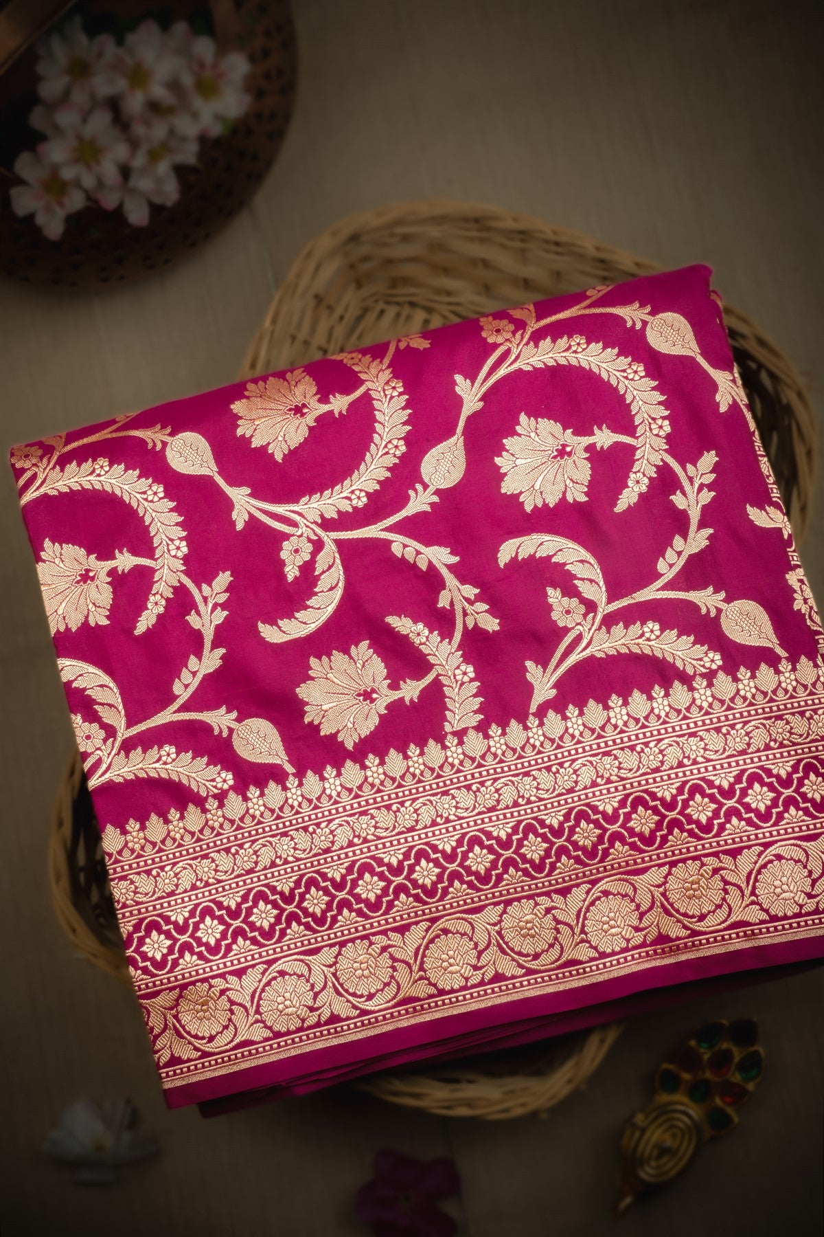 Banarasi Silk Rani Pink Saree