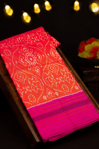 Ikat Silk Saffron Saree