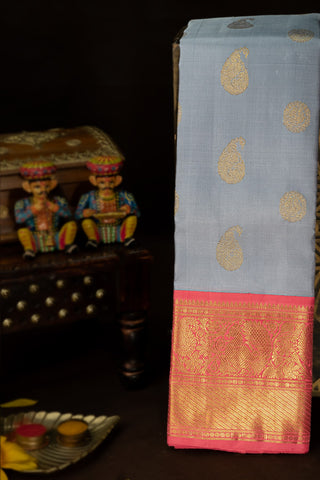 Kancheepuram Silk Light Blue Saree