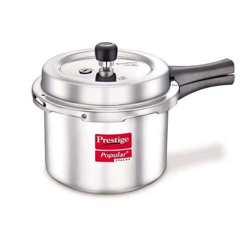 Prestige Popular Plus Svachh Virgin Aluminium Spillage Control Pressure Cooker (Silver)