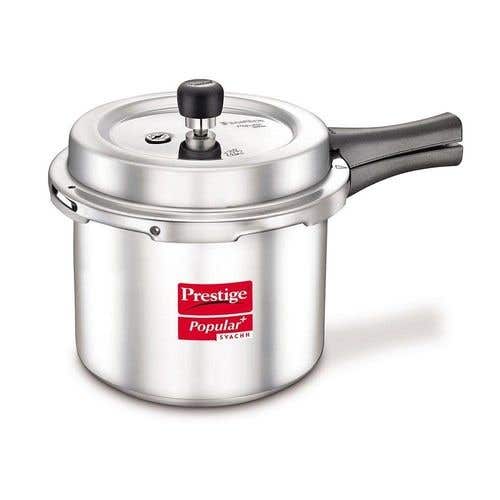 Prestige Popular Plus Svachh Virgin Aluminium Gas and Induction Compatible Pressure Cooker, (Silver)