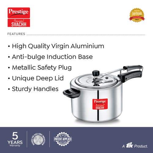 Buy Prestige Nakshatra Plus Svachh Aluminium Inner Lid Pressure Cooker with Unique Deep Lid for Spillage Control Online Cherrypick