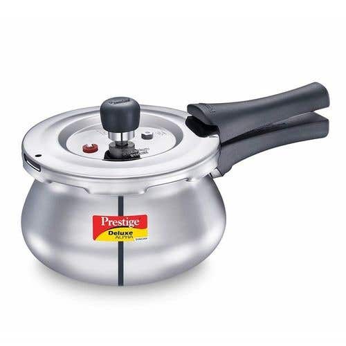 Prestige Deluxe Alpha Svachh Stainless Steel Spillage Control Handi Pressure Cooker (Silver)