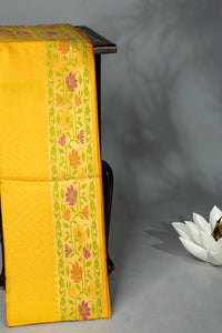 Mandir Yellow & Yellow  Zig Zag Saree