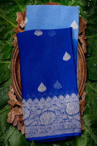 Mandir Multi-Colour & Royal Blue Banarasi Buttis Saree