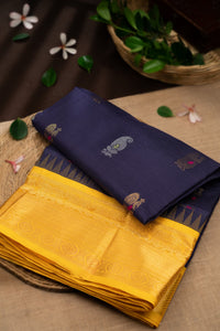 Mandir Violet & Yellow Kuppadam Buttis Saree