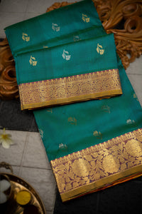 Varamahalakshmi Peacock Green & Olive Green Uppada Buttis Saree