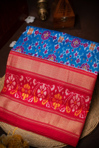 Mandir Blue & Multi-Colour Ikat Ikat Saree