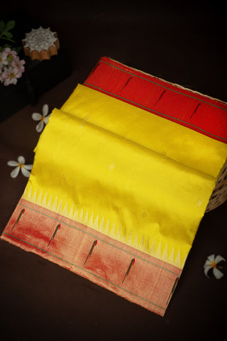 Mandir Yellow & Red Paithani Buttis Saree