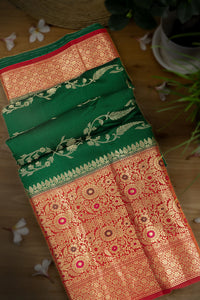 Mandir Dark Green & Maroon Fancy Jaal Saree