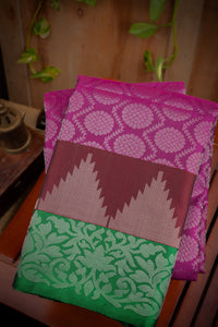 Mandir Purple & Bottle Green Coimbatore Motifs Saree