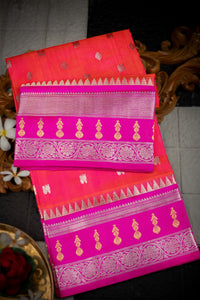 Varamahalakshmi Peach Pink & Pink Venkatagiri Motifs Saree